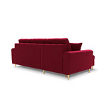 Moghan kampinė sofa, 4-vietė (micadoni home) raudona, aksominė, auksinė metalinė, apverčiama