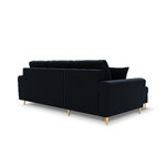 Moghan kampinė sofa, 4-vietė (micadoni home) tamsiai mėlyna, aksominė, auksinė metalinė, apverčiama