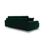 Moghan kampinė sofa, 4 vietų (micadoni home) buteliukas žalias, aksominis, auksinis metalas, apverčiamas