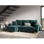 Moghan kampinė sofa, 4-vietė (micadoni home) benzinas, aksomas, auksinis metalas, apverčiama