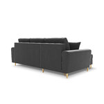 Moghan kampinė sofa, 4-vietė (micadoni home) šviesiai pilka, aksominė, auksinė metalinė, apverčiama