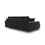 Moghan kampinė sofa, 4-vietė (micadoni home) tamsiai pilka, aksominė, auksinė metalinė, apverčiama