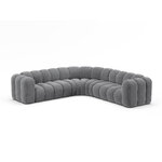 Symmetrical corner sofa 'lupine' grey, velvet