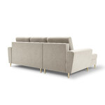 Moghan kampinė sofa, 4-vietė (micadoni home) smėlio spalvos, aksominė, aukso metalo, kairėje