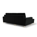 Moghan kampinė sofa, 4-vietė (micadon home) juoda, aksominė, auksinė metalinė, kairėje