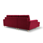 Moghan kampinė sofa, 4-vietė (micadon home) raudona, aksominė, auksinė metalinė, kairėje