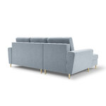 Moghan kampinė sofa, 4-vietė (micadoni home) šviesiai mėlyna, aksominė, auksinė metalinė, kairėje