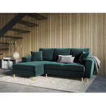 Moghan kampinė sofa, 4 vietų (micadon home) benzininis, aksominis, auksinis metalas, kairėje