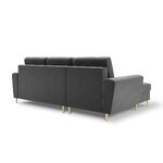 Moghan kampinė sofa, 4-vietė (micadoni home) šviesiai pilka, aksominė, aukso spalvos metalas, kairėje