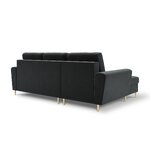 Moghan kampinė sofa, 4-vietė (micadoni home) tamsiai pilka, aksominė, aukso spalvos metalas, kairėje