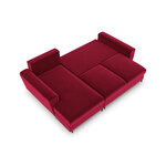 Moghan kampinė sofa, 4-vietė (micadoni home) raudona, aksominė, juodas chromuotas metalas, kairėje
