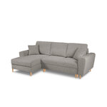 Moghan kampinė sofa, 4-vietė (micadon home) pilka, boulé audinys, natūralaus buko mediena, kairė