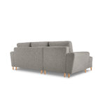 Moghan kampinė sofa, 4-vietė (micadon home) pilka, boulé audinys, natūralaus buko mediena, kairė