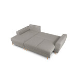 Moghan kampinė sofa, 4-vietė (micadon home) pilka, boulé audinys, natūralaus buko mediena, kairė