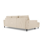 Kampinė sofa Moghan, 4-vietė (micadoni home) smėlio spalvos, aksominė, juodo buko, kairė