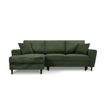 Moghan kampinė sofa, 4-vietė (micadoni home) buteliukas žalia, aksominė, juodo buko mediena, kairėje