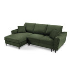 Moghan kampinė sofa, 4-vietė (micadoni home) buteliukas žalia, aksominė, juodo buko mediena, kairėje