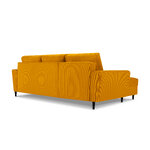 Moghan kampinė sofa, 4-vietė (micadoni home) geltona, aksominė, juodo buko mediena, kairė