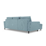 Moghan kampinė sofa, 4-vietė (micadon home) šviesiai mėlyna, aksominė, juodo buko mediena, kairė