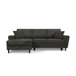 Moghan corner sofa, 4-seater (micadoni home) black, velvet, black beech wood, left