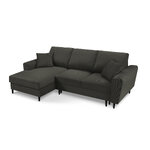 Moghan corner sofa, 4-seater (micadoni home) black, velvet, black beech wood, left