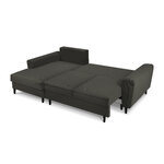 Moghan corner sofa, 4-seater (micadoni home) black, velvet, black beech wood, left