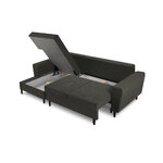 Moghan corner sofa, 4-seater (micadoni home) black, velvet, black beech wood, left