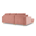 Dunas corner sofa, 4-seater (micadoni home) pink, structured fabric, gold metal, left