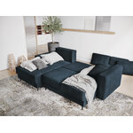 Dunas corner sofa, 4-seater (micadon home) dark blue, structured fabric, black chrome metal, left