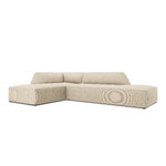 Kampinė sofa rubino (1), 4-vietė (micadoni home) šviesiai smėlio spalvos, aksominė, kairė