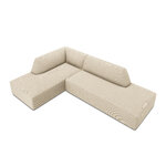 Kampinė sofa rubino (1), 4-vietė (micadoni home) šviesiai smėlio spalvos, aksominė, kairė