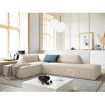 Kampinė sofa rubino (1), 4-vietė (micadoni home) šviesiai smėlio spalvos, aksominė, kairė