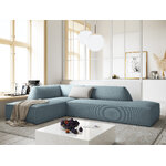 Kampinė sofa rubino (1), 4-vietė (micadon home) šviesiai mėlyna, aksominė, kairė