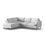 Угловой диван «Алия» светло-серый меланж, структурированная ткань, левый