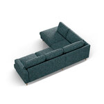 Угловой диван «Алия» зелёный синий меланж, структурированная ткань, левый