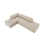 Kampinė sofa rubino (1), 4-vietė (mikadono namų) smėlio spalvos, aksominė, kairė