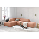 Kampinė sofa rubino (1), 4-vietė (micadon home) rožinė, aksominė, kairė