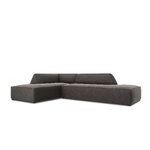 Kampinė sofa rubino (1), 4-vietė (micadon home) tamsiai pilka, aksominė, kairė