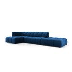 Modular corner sofa &#39;serena&#39; deep blue, velvet, left