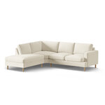 Угловой диван «Алия» бежевый, бархат, левый