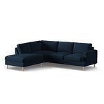 Corner sofa &#39;aliya&#39; dark blue, velvet, left
