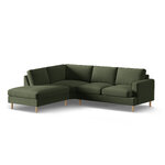 Угловой диван «Алия», мохово-зелёный меланж, бархат, левый