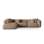 Kampinė sofa (martina) tamsiai smėlio spalvos, aksominė, kairė