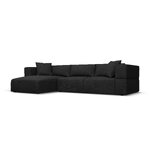 Kampinė sofa &#39;tyra&#39; juoda, struktūrinio audinio, kairė