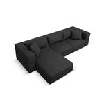 Kampinė sofa &#39;tyra&#39; juoda, struktūrinio audinio, kairė