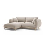 Corner sofa &#39;ada&#39; light beige, velvet, left