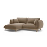 Corner sofa &#39;ada&#39; light brown, velvet, left