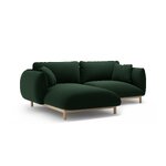 Угловой диван «Ада», бутылочно-зеленый, бархат, левый