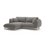 Corner sofa 'ada' grey, velvet, left