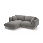 Corner sofa 'ada' grey, velvet, left